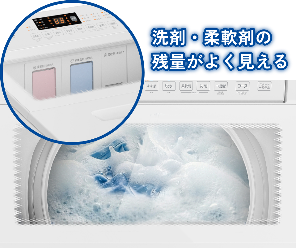 洗濯状況が見える透明窓
