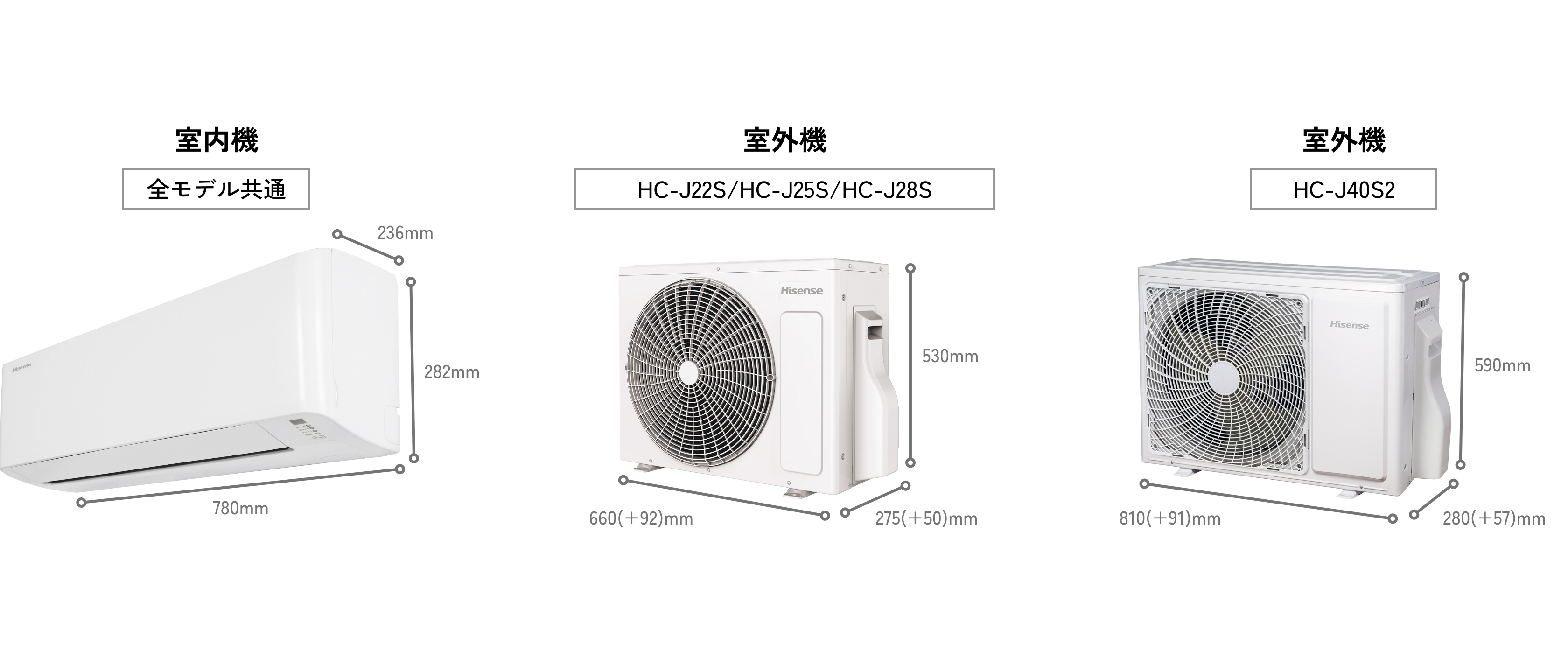 ルームエアコン Hシリーズ寸法
