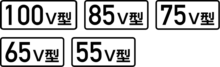 画面サイズ 100V型 85V型 75V型 65V型 55V型